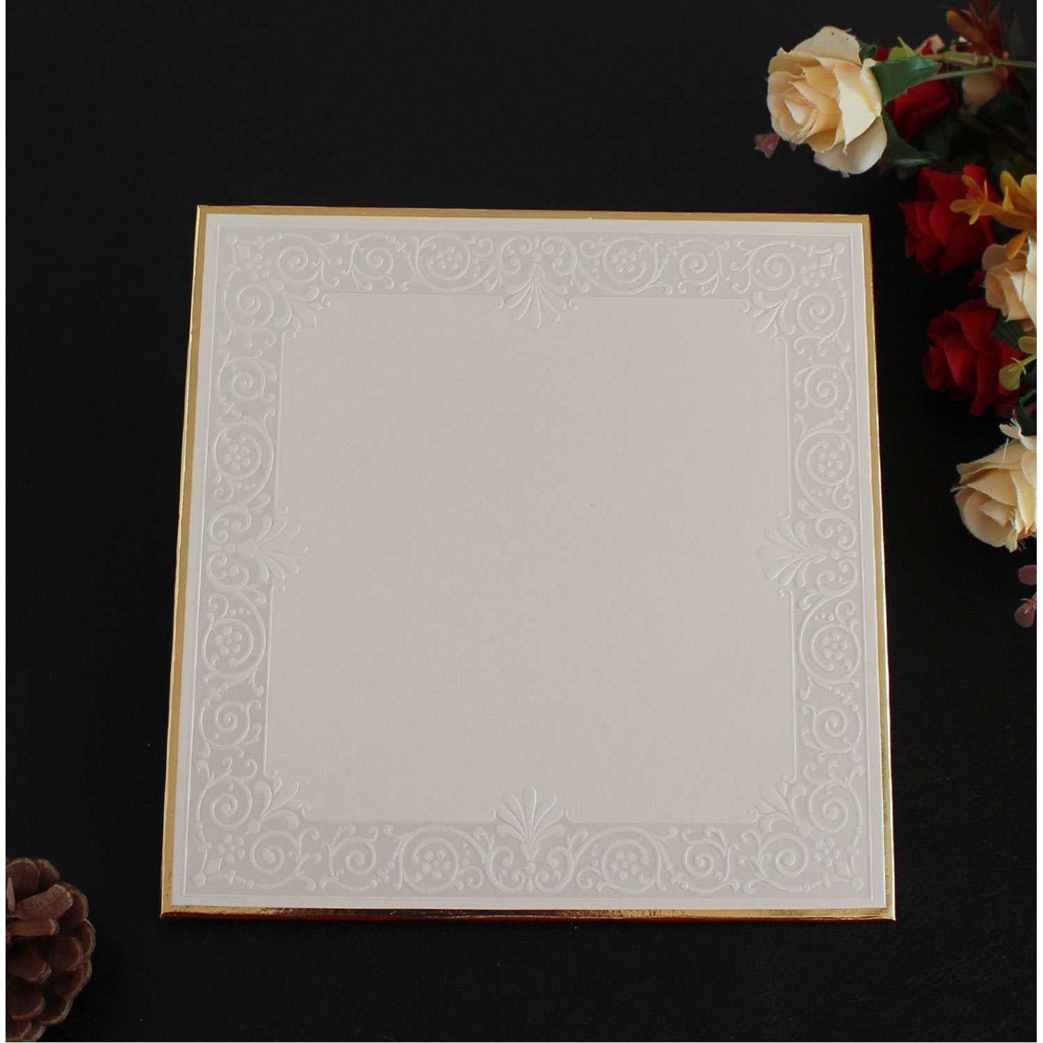 Embossing Insert Card with Golden Edge Square Card Wholesale